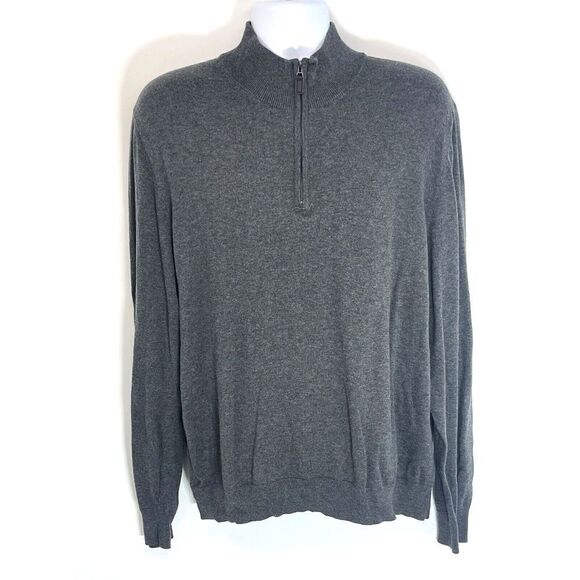 Jos. A. Bank Men’s Gray Sweater Size 2XL XXL 100% Pima Cotton 1/4 Zip Travlers - Picture 9 of 10